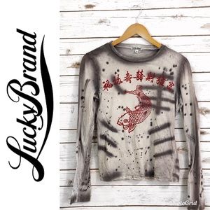 Lucky Brand | Gray Tye Dye Koi Long Sleeve SZ M